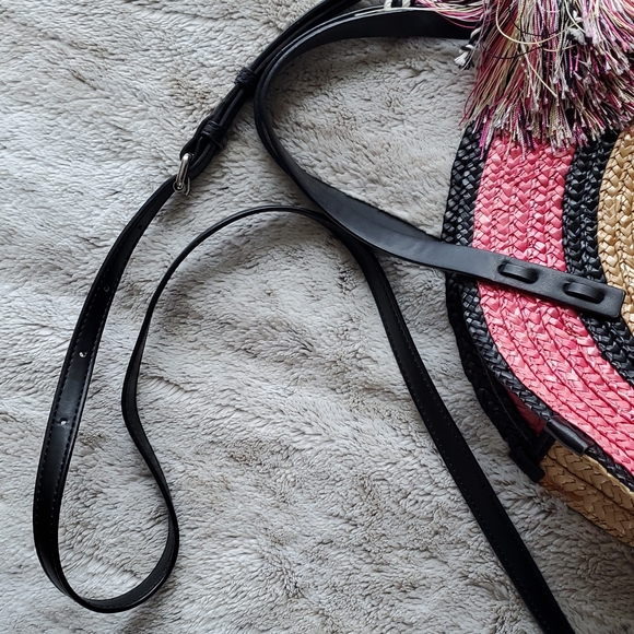 Rebecca Minkoff Pink and Beige Wicker Concentric Circle Tote Hand Bag - Picture 4 of 10